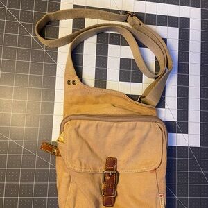 Fossil Tan Canvas Crossbody Bag
